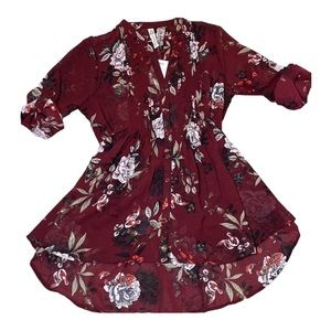 American Rag Maroon Floral Blouse